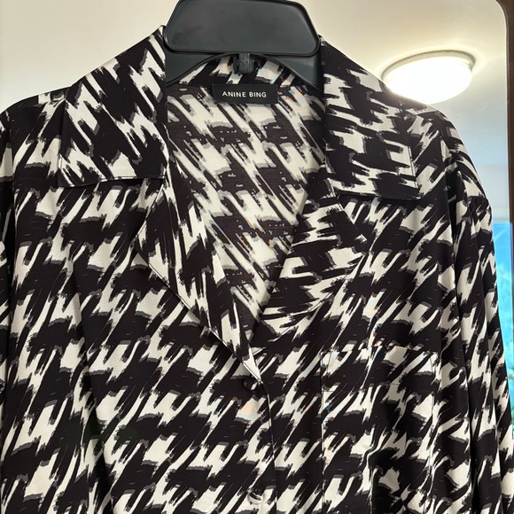Anine Bing Aiden Houndstooth Viscose Shirt - Picture 3 of 9